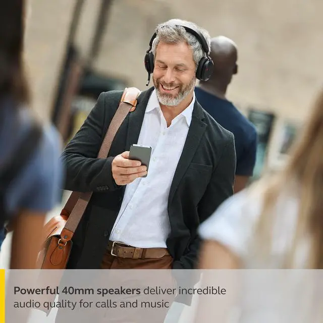 Alt view image 5 of 5 - Jabra Evolve2 75 PC Wireless Headset with Charging Stand and 8-Mic Technology - Dual Foam Stereo Headphones with Advanced Active Noise Cancelling, USB-C Bluetooth Adapter and MS Compatibility - Black