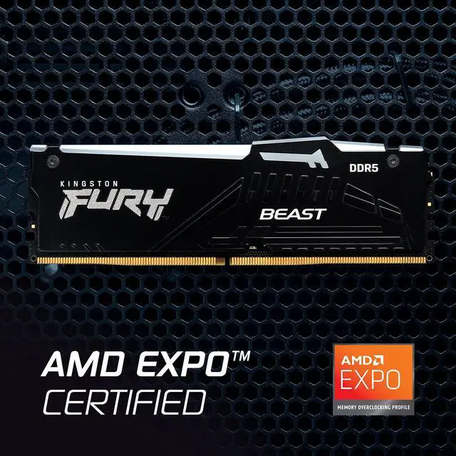 Alt view image 5 of 5 - Kingston Fury Beast 8GB 5600MT/s DDR5 CL36 RGB Desktop Memory Single Module | Infrared Syncing | AMD Expo | Plug N Play | KF556C36BBEA-8