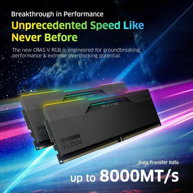 Alt view image 3 of 5 - KLEVV CRAS V RGB DDR5 64GB (2x32GB) 6400MHz CL32 1.35V Gaming Desktop Ram Memory SK Hynix Chip XMP 3.0 / AMD EXPO Ready - Black (KD5BGUA80-64A320G)