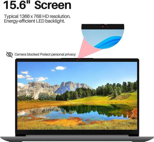 Alt view image 4 of 5 - Lenovo 2023 IdeaPad 1 15.6" Laptop, AMD Athlon Silver 7120U Processor, 4GB LPDDR5 RAM, 128GB SSD, AMD Radeon Graphics, Wi-Fi 6, Anti-Glare, Windows 11 Home S, Cloud Grey