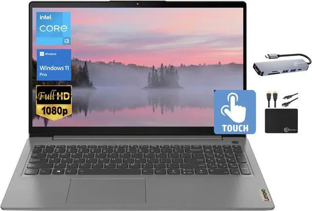 Main image of Lenovo IdeaPad 3i Business Laptop 2023, 15.6" FHD IPS Touchscreen, Intel Core i3-1115G4 (upto 4.10 GHz), 8GB RAM, 512GB SSD, UHD Graphics, Webcam, Wi-Fi 6, Long Battery, Win 11 Pro +MarxsolAccessory