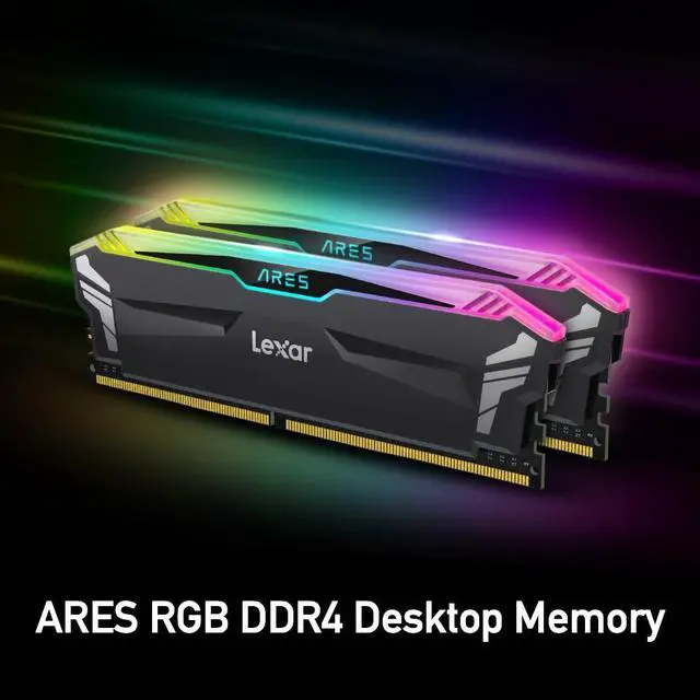 Alt view image 2 of 5 - Lexar 16GB (2x8GB) ARES RGB DDR4 RAM 3600MT/s CL18 1.35V Desktop Memory, Compatible with Intel XMP 2.0 and AMD Ryzen, Black (LD4BU008G-R3600GDLA)