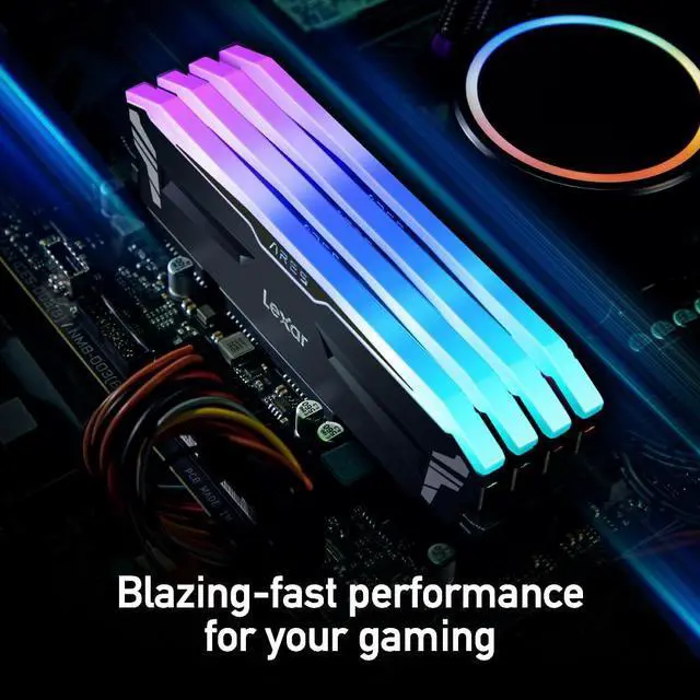 Alt view image 3 of 5 - Lexar 16GB (2x8GB) ARES RGB DDR4 RAM 3600MT/s CL18 1.35V Desktop Memory, Compatible with Intel XMP 2.0 and AMD Ryzen, Black (LD4BU008G-R3600GDLA)