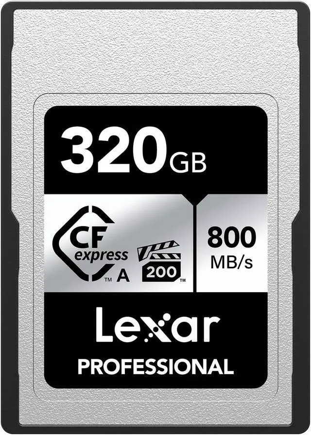 Main image of Lexar 320GB Professional CFexpress Type A SILVER Series Memory Card, Compatible with Sony Cameras w/ Type A Card Slot, Up to 800/700 MB/s Read/Write, 8K Video, VPG 200 (LCAEXSL320G-RNENG)