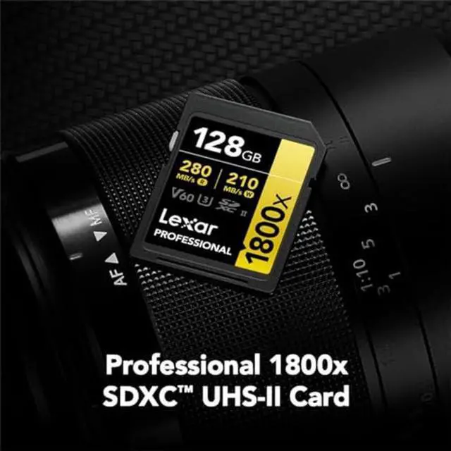 Alt view image 2 of 5 - Lexar 128GB Professional 1800x UHS-II SDXC Memory Card (Gold Series)