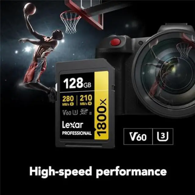 Alt view image 3 of 5 - Lexar 128GB Professional 1800x UHS-II SDXC Memory Card (Gold Series)