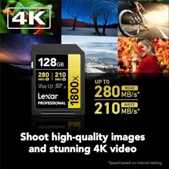 Alt view image 4 of 5 - Lexar 128GB Professional 1800x UHS-II SDXC Memory Card (Gold Series)
