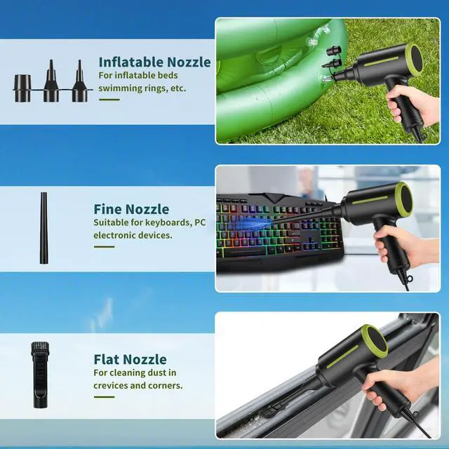 Alt view image 3 of 5 - DOROBEEN Compressed Electric Air Blower, Handheld 500W 40000RPM Powerful Cored Air Duster for Computer Keyboard Electronics Cleaning