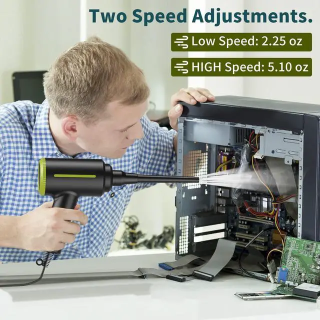 Alt view image 4 of 5 - DOROBEEN Compressed Electric Air Blower, Handheld 500W 40000RPM Powerful Cored Air Duster for Computer Keyboard Electronics Cleaning