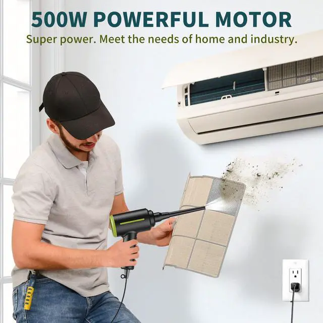 Alt view image 5 of 5 - DOROBEEN Compressed Electric Air Blower, Handheld 500W 40000RPM Powerful Cored Air Duster for Computer Keyboard Electronics Cleaning