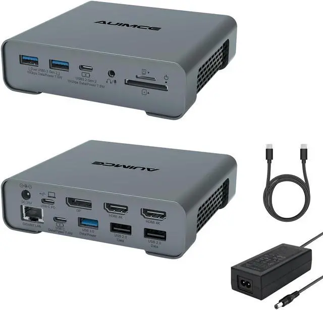 Main image of USB C Docking Station Triple Monitor,16 in 1 Laptop Docking Station with Dual HDMI,DP 4K@60Hz Dock,10Gbps USB A/C Port,Ethernet,Audio/Mic,SD/TF,65W AC Power Adapter for Lenovo/Dell/HP/MacBook Laptops
