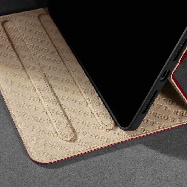 Alt view image 4 of 5 - TORRO Case Compatible with iPad Mini 7/6 - Genuine Leather iPad Mini 7th / 6th Generation (2024/2021) Cover with Stand Function, Apple Pencil Connectivity and Wake Sleep Function (Red)