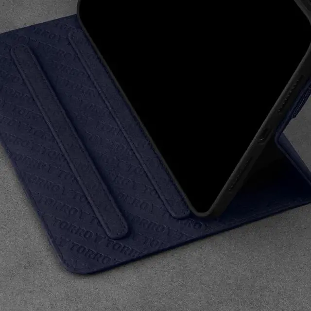 Alt view image 4 of 5 - TORRO Case Compatible with iPad Mini 7/6 - Genuine Leather iPad Mini 7th / 6th Generation (2024/2021) Cover with Stand Function, Apple Pencil Connectivity and Wake Sleep Function (Navy Blue)
