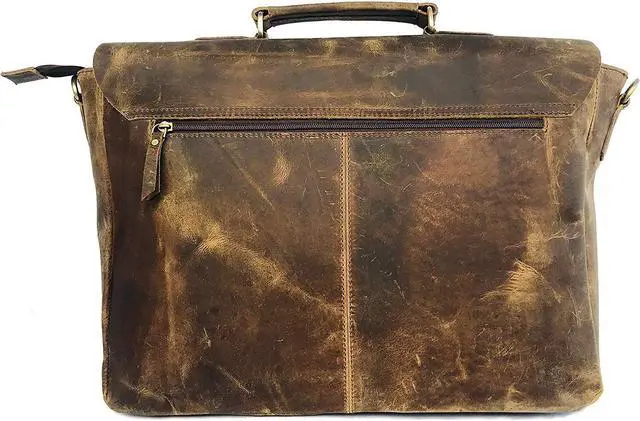 Alt view image 4 of 5 - 18 Inch Vintage Handmade Leather Messenger Bag for Laptop Briefcase Best Computer Satchel School Distressed Bag (16 inch, Brown)