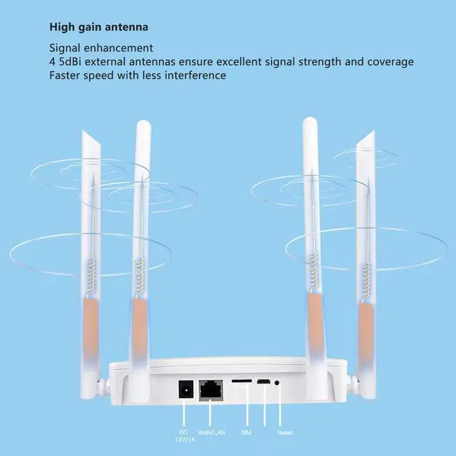 Alt view image 2 of 5 - Cuifati 4G LTE Router with SIM Card Slot, 300Mbps Unlocked Internet Routers with 4 Antennas (US Plug)