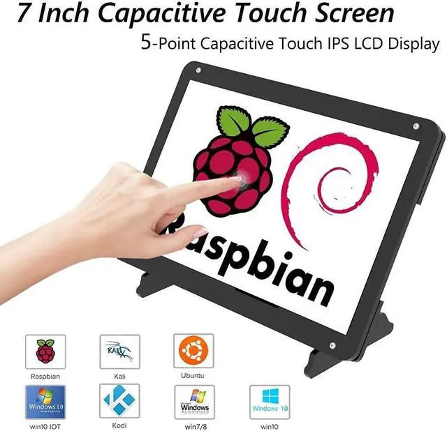 Alt view image 3 of 5 - 7 Inch Touch Screen Monitor for Raspberry Pi, Portable IPS Display HDMI 1024 * 600 Touchscreen with Acrylic Case, Second Monitor for Gaming Consoles/PC/Camera/Win OS