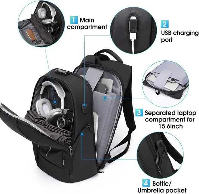 Alt view image 2 of 5 - BANGE Travel Backpack for 15.6 Inch Notebook,Lightweight Work Backpacks for Men, Daily Fashion Backpack for Men and Women
