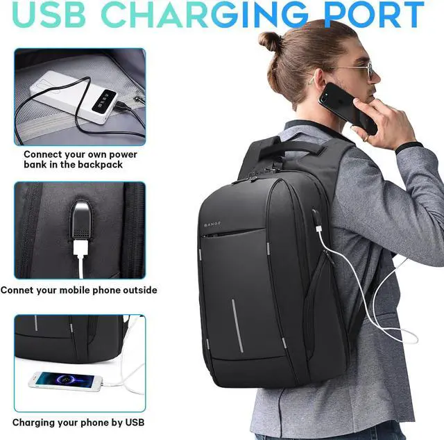 Alt view image 5 of 5 - BANGE Travel Backpack for 15.6 Inch Notebook,Lightweight Work Backpacks for Men, Daily Fashion Backpack for Men and Women