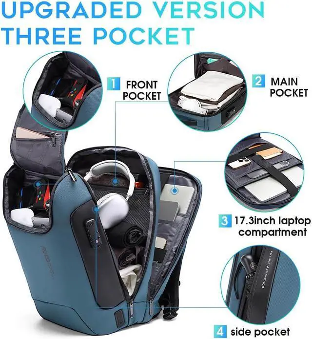 Alt view image 2 of 5 - BANGE Anti-Theft Travel Backpack,Waterproof Fashion Work Backpacks,High Tech Backpack with USB3.0 Charging Port,Business Laptop Backpack Fits 17.3 Inch Notebook for Women