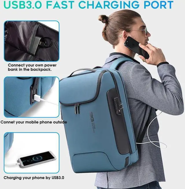 Alt view image 5 of 5 - BANGE Anti-Theft Travel Backpack,Waterproof Fashion Work Backpacks,High Tech Backpack with USB3.0 Charging Port,Business Laptop Backpack Fits 17.3 Inch Notebook for Women