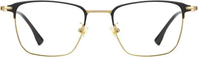 Alt view image 2 of 5 - Cyxus Men Blue Light Blocking Glasses Half Rimless Computer Gaming Glasses Square Fashion Glasses for Men 8142 Black Gold