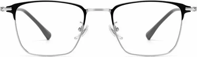 Alt view image 2 of 5 - Cyxus Men Blue Light Blocking Glasses Half Rimless Computer Gaming Glasses Square Fashion Glasses for Men 8142 Black Silver