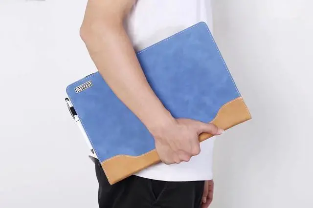 Alt view image 2 of 5 - Berfea Laptop Case, PU Leather Protective Shell for Lenovo Yoga 7 16IAP7/7 Gen7/7i 16 2 in 1/Pro 9i/770i, Business Design, Cooling Bracket, Pen Holder, Hard Cover, Blue