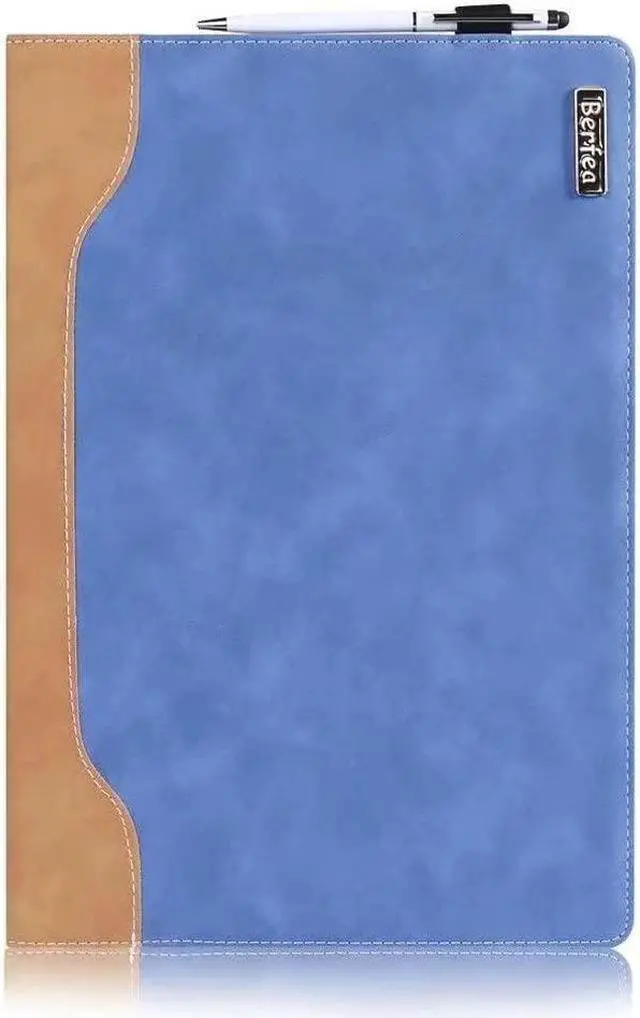 Alt view image 5 of 5 - Berfea Laptop Case, PU Leather Protective Shell for Lenovo Yoga 7 16IAP7/7 Gen7/7i 16 2 in 1/Pro 9i/770i, Business Design, Cooling Bracket, Pen Holder, Hard Cover, Blue