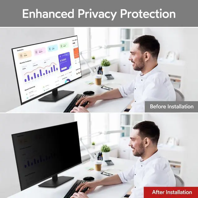 Alt view image 3 of 5 - BERSEM 27 inch Removable Computer Privacy Screen Filter for 16:9 Ratio Monitor,[Anti-Spy] [Anti-Glare] [Anti-Scratch] [UV-Blocking]