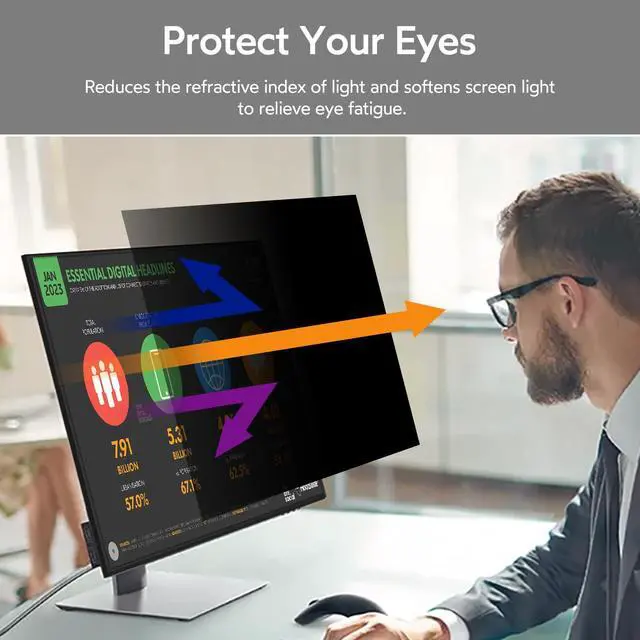 Alt view image 4 of 5 - BERSEM 27 inch Removable Computer Privacy Screen Filter for 16:9 Ratio Monitor,[Anti-Spy] [Anti-Glare] [Anti-Scratch] [UV-Blocking]