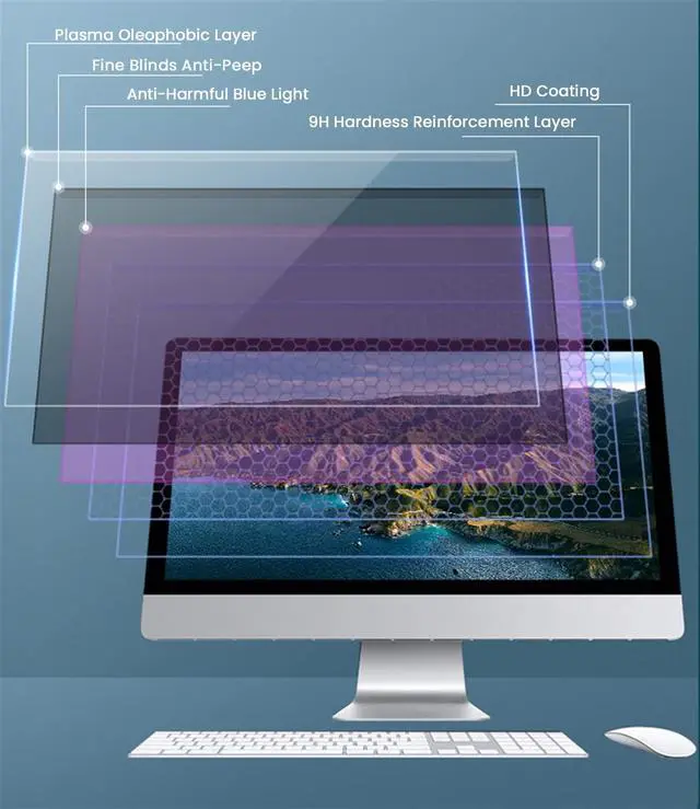 Alt view image 5 of 5 - BESTORI Privacy Screen Filter for 22 Inches Diagonal LED PC Monitor Anti Glare Anti Blue Light Screen Protector Panel Widescreen Frame Hanging Type Eye Protection Sleep Better