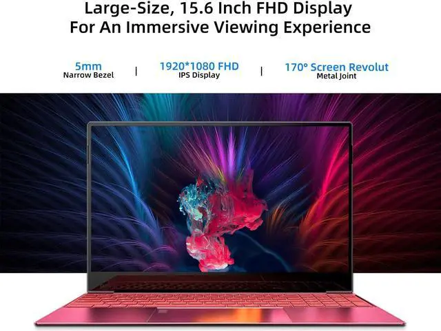 Alt view image 2 of 5 - DaySky Windows 10 Laptops, 15.6 Inches FHD, Intel Celeron N5095 Quad-Core 10nm Processor, Full Size Keyboard, 5mm Narrow Bezel, WiFi, USB 3.0, Type C Computer (12GB+512GB, Black)