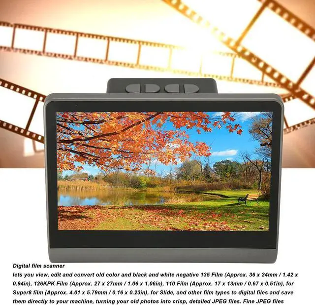 Alt view image 3 of 5 - 48MP Film Slide Scanner with 7 Color Screen, Converts 135mm / 126KPK / 110mm / Super 8 Films/Slides/Negatives to Digital Photos, High Resolution, Built in Memory (US Plug)