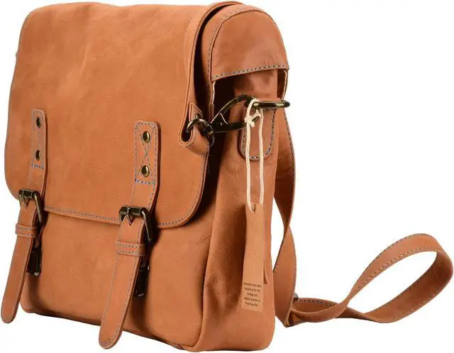 Alt view image 2 of 5 - MANDAVA Mens Messenger Sling Bag | Genuine Leather Laptop Briefcase Bags for Women - Handmade Full Grain Satchel Side Shoulder Cross Body Bag (Tan)