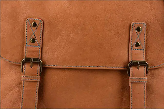 Alt view image 3 of 5 - MANDAVA Mens Messenger Sling Bag | Genuine Leather Laptop Briefcase Bags for Women - Handmade Full Grain Satchel Side Shoulder Cross Body Bag (Tan)