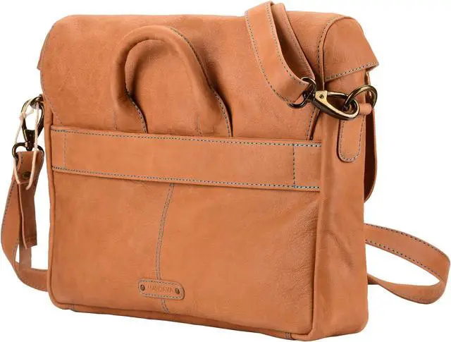 Alt view image 4 of 5 - MANDAVA Mens Messenger Sling Bag | Genuine Leather Laptop Briefcase Bags for Women - Handmade Full Grain Satchel Side Shoulder Cross Body Bag (Tan)