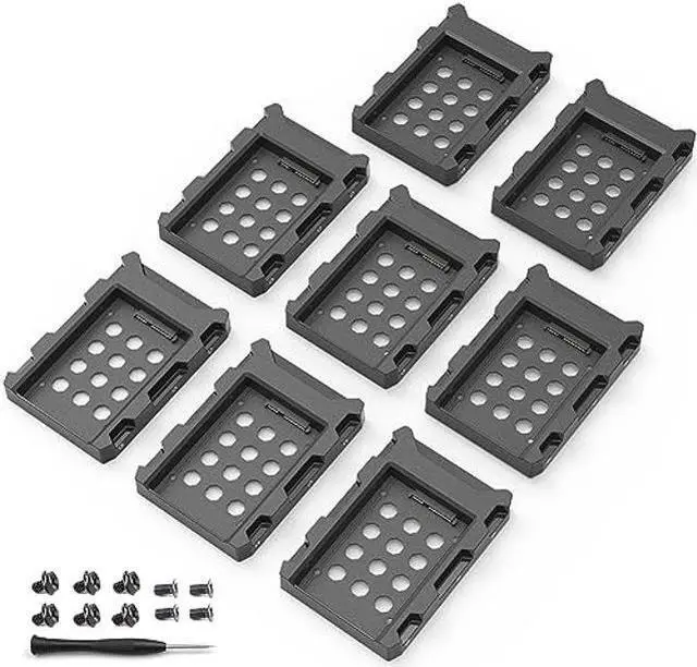 Main image of DecorStat 8 Pack 2.5"SSD to 3.5" SATA Hard Disk Drive Adapter HDD Cage ABS Mounting Bracket Kit Internal Drive Bay Converter Hard Drive Caddy Case Tray SSD Holder for 7 / 9.5 / 12.5/ 15mm 2.5 HDD/SSD