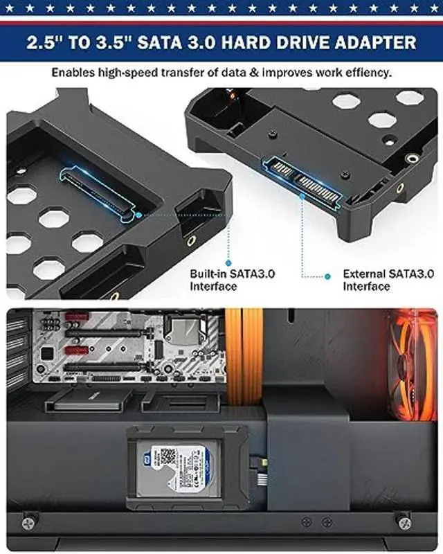 Alt view image 4 of 5 - DecorStat 8 Pack 2.5"SSD to 3.5" SATA Hard Disk Drive Adapter HDD Cage ABS Mounting Bracket Kit Internal Drive Bay Converter Hard Drive Caddy Case Tray SSD Holder for 7 / 9.5 / 12.5/ 15mm 2.5 HDD/SSD