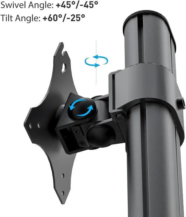 Alt view image 4 of 5 - BEWISER Dual Monitor Stand Desk Mount- Vertical Heavy Duty Monitor Riser Fits Two 17 to 49 Inch Screen with Swivel, Tilt, Height Adjustable,weight capacity up to 33 lbs,BL200-B