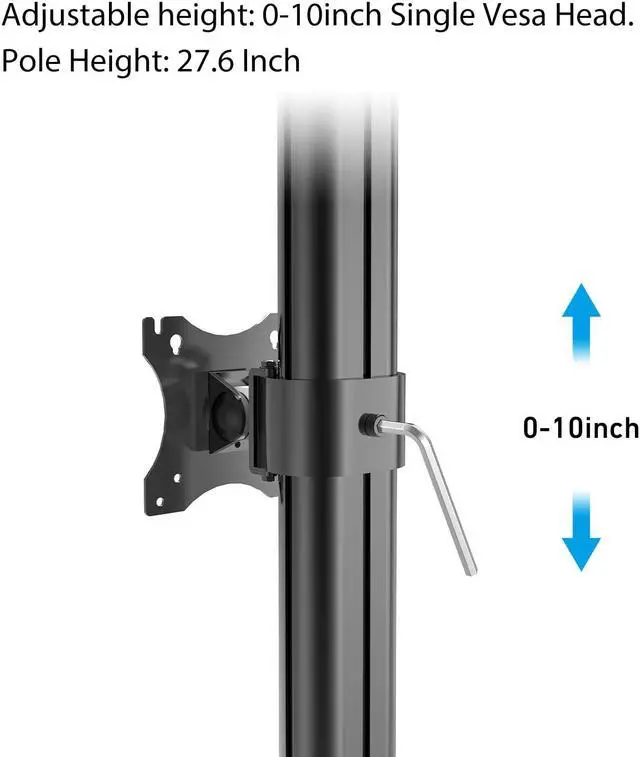 Alt view image 3 of 5 - BEWISER Dual Monitor Stand Desk Mount- Vertical Heavy Duty Monitor Riser Fits Two 17 to 49 Inch Screen with Swivel, Tilt, Height Adjustable,weight capacity up to 33 lbs,BL200-B