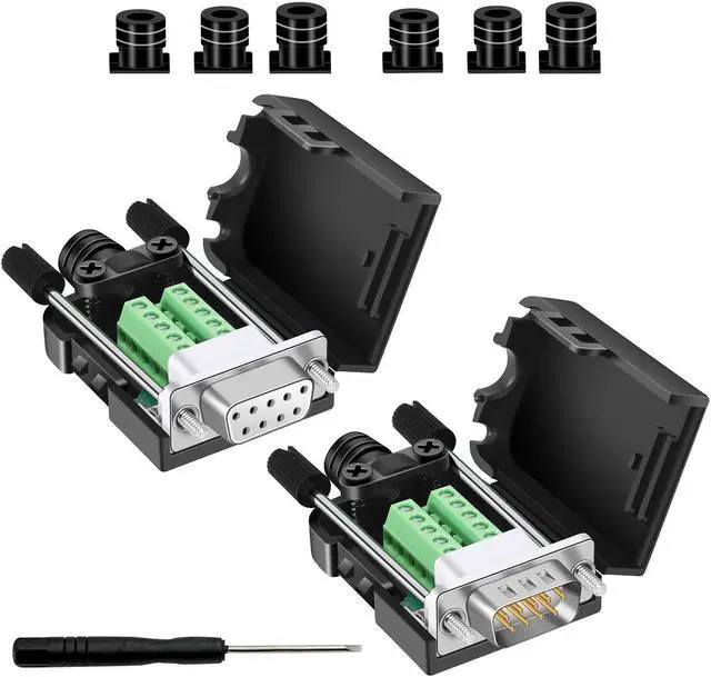 Main image of BIFALE DB9 Breakout Connector (5 Male+5 Female), DB9 Solderless Connector RS232 D-SUB Serial Adapters 16mm thinner 9 Pin Port Terminal Breakout Board with Case Long Bolts Tail Pipe