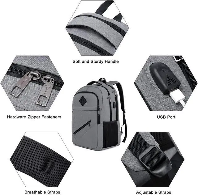 Alt view image 3 of 5 - BIKROD Backpack, School Backpacks for Teen Boys & Girls, Student Bookbag Fits 17.3 Inch Laptop with USB Charging Port, Water Resistant Travel Backpack, Sturdy Anti Theft Computer Bag Gifts Men Women