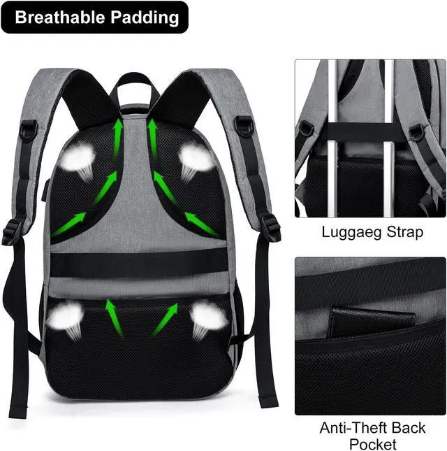 Alt view image 5 of 5 - BIKROD Backpack, School Backpacks for Teen Boys & Girls, Student Bookbag Fits 17.3 Inch Laptop with USB Charging Port, Water Resistant Travel Backpack, Sturdy Anti Theft Computer Bag Gifts Men Women