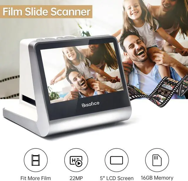 Alt view image 3 of 5 - BISOFICE Film and Slide Scanner for 135 Film(36*24mm)/126KPK /110 Film/Super8/ Monochrome/Slide to Digital JPEG Photos Built-in 16GB Memory 5'' LCD Screen Free APP Support Connect with PC Compute TV