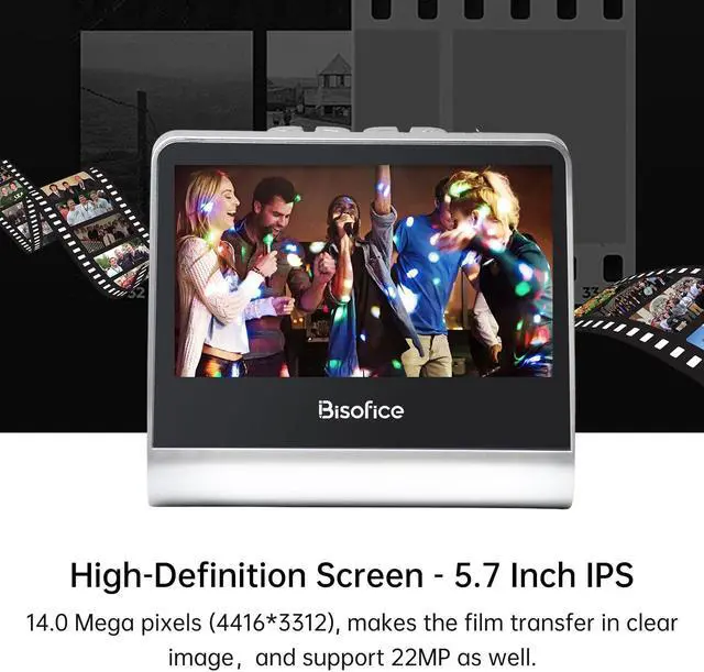 Alt view image 4 of 5 - BISOFICE Film and Slide Scanner for 135 Film(36*24mm)/126KPK /110 Film/Super8/ Monochrome/Slide to Digital JPEG Photos Built-in 16GB Memory 5'' LCD Screen Free APP Support Connect with PC Compute TV