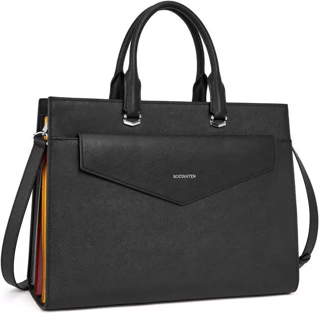 Main image of BOSTANTEN Briefcase for Women Tote Bag for 15.6 Inch Laptop Genuine Leather Handbag Work Bag