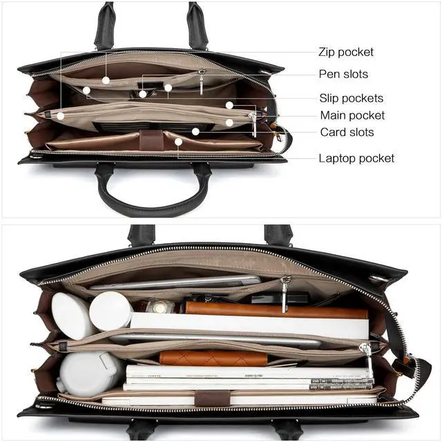 Alt view image 4 of 5 - BOSTANTEN Briefcase for Women Tote Bag for 15.6 Inch Laptop Genuine Leather Handbag Work Bag