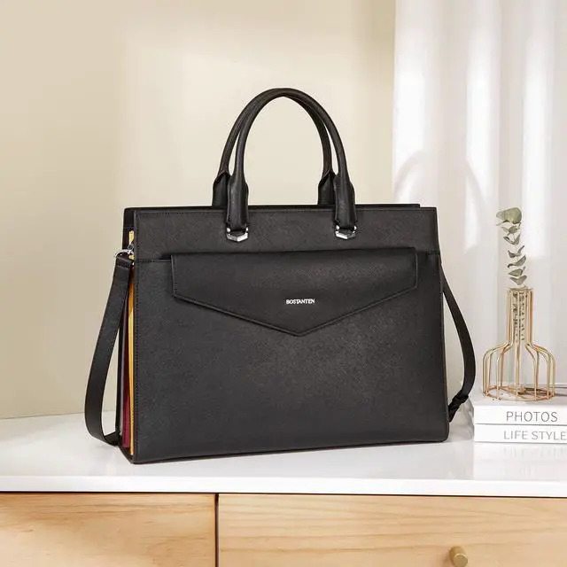 Alt view image 5 of 5 - BOSTANTEN Briefcase for Women Tote Bag for 15.6 Inch Laptop Genuine Leather Handbag Work Bag