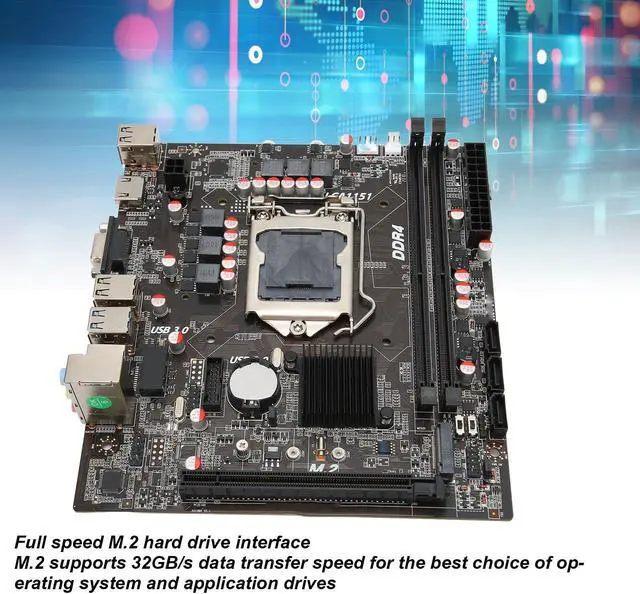 Alt view image 3 of 5 - H310B4 Micro ATX Gaming Motherboard, LGA 1150 Motherboard for Desktop DDR4 Dual Channel, HDMI VGA M.2 interface, SATA3.0x3, for Intel 6 7 8 9 generation for Core i3 i5 i7