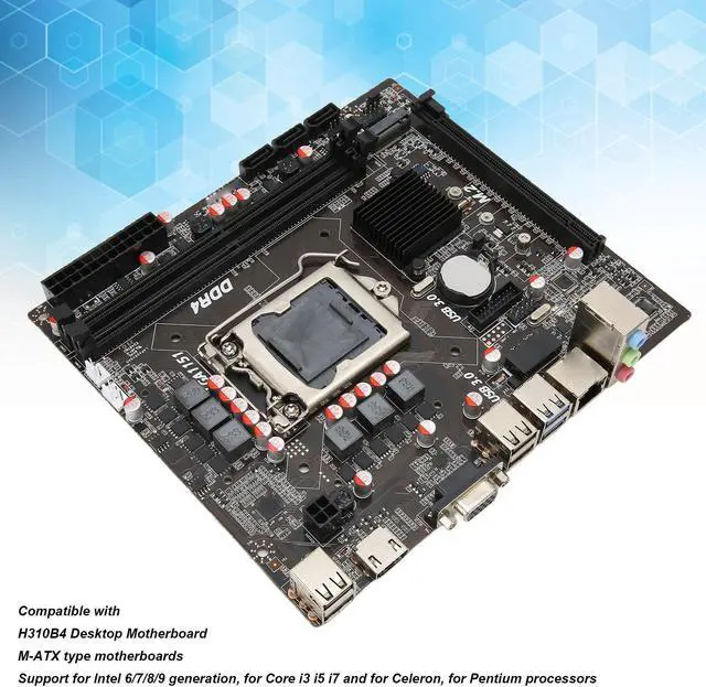 Alt view image 5 of 5 - H310B4 Micro ATX Gaming Motherboard, LGA 1150 Motherboard for Desktop DDR4 Dual Channel, HDMI VGA M.2 interface, SATA3.0x3, for Intel 6 7 8 9 generation for Core i3 i5 i7